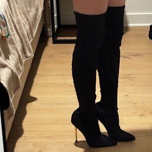 Women’s Bianca Censori Black Over-the-Knee Stiletto Boots